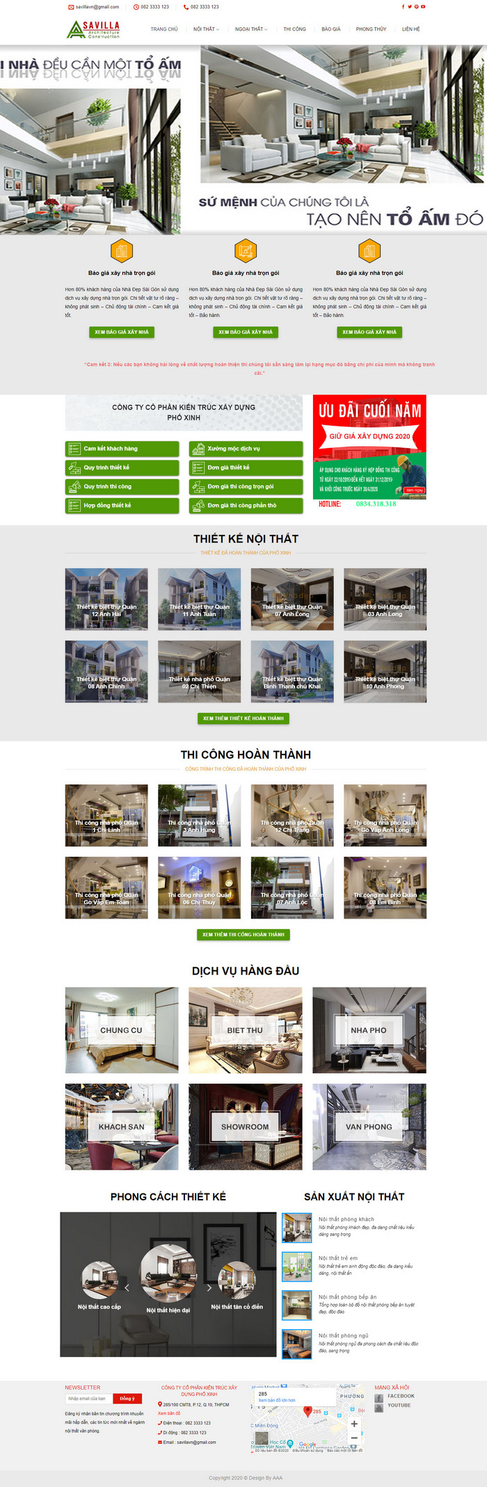 Theme wordpress thiết kế thi công nội thất xây dựng M106