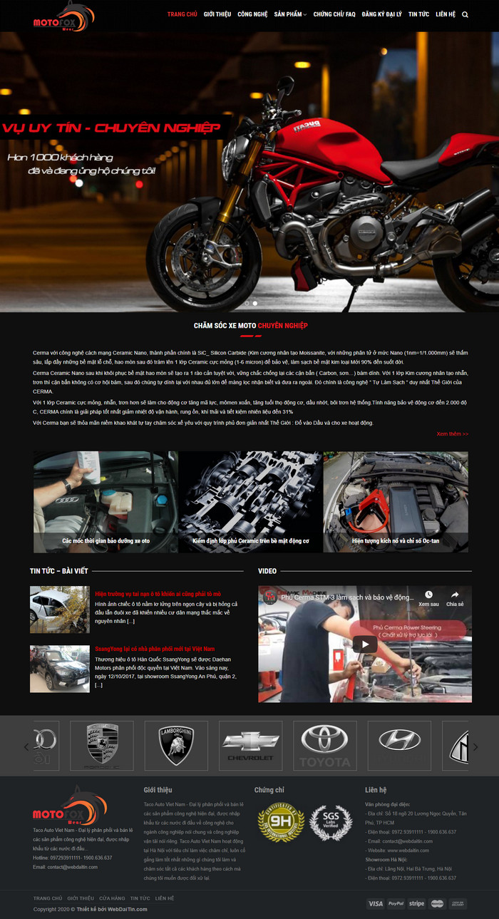 Theme WordPress Dịch vụ Chăm Sóc Xe Moto, Ô Tô M120