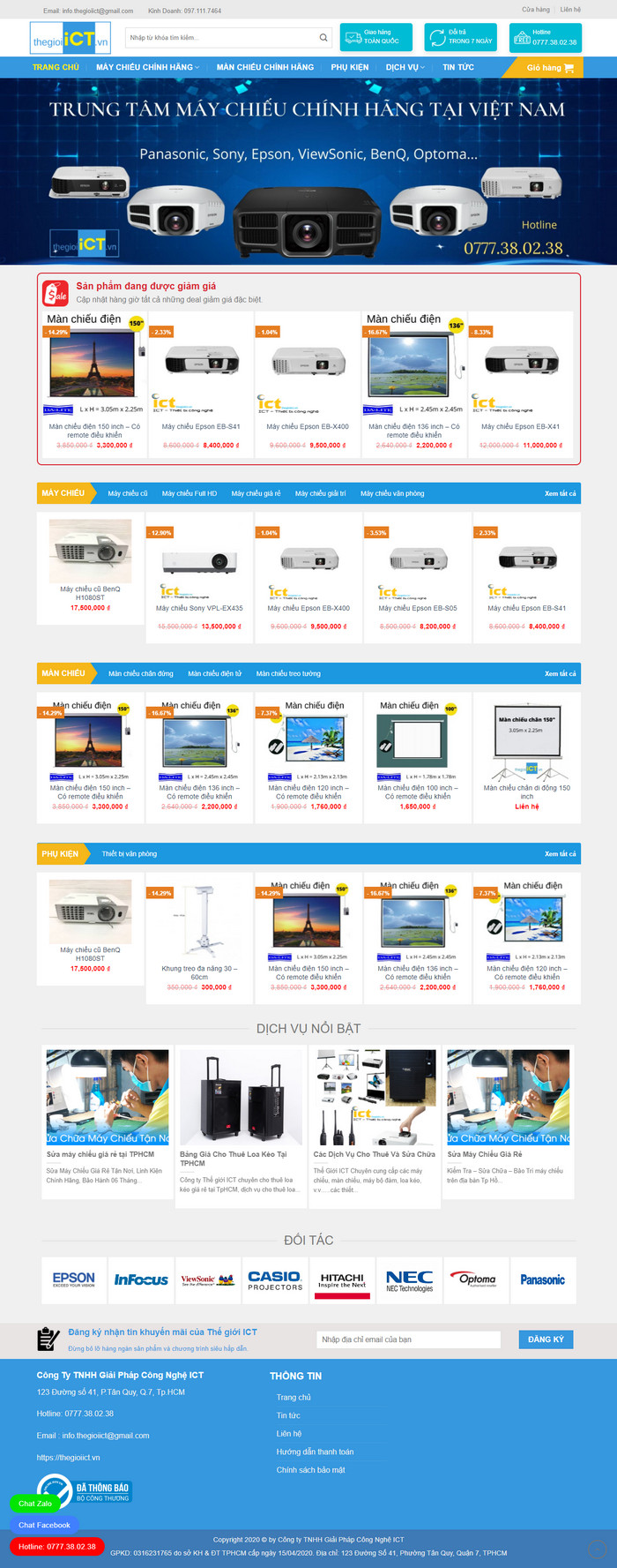 Theme WordPress bán Máy Chiếu, Màn Hình M156