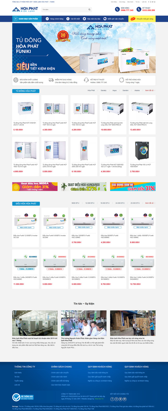 Theme WordPress bán Điện Lạnh, Điều Hòa, Tủ Lạnh M144